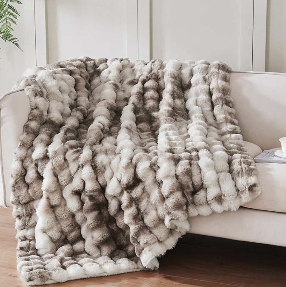 Faux Fur Plush Throw Blanket